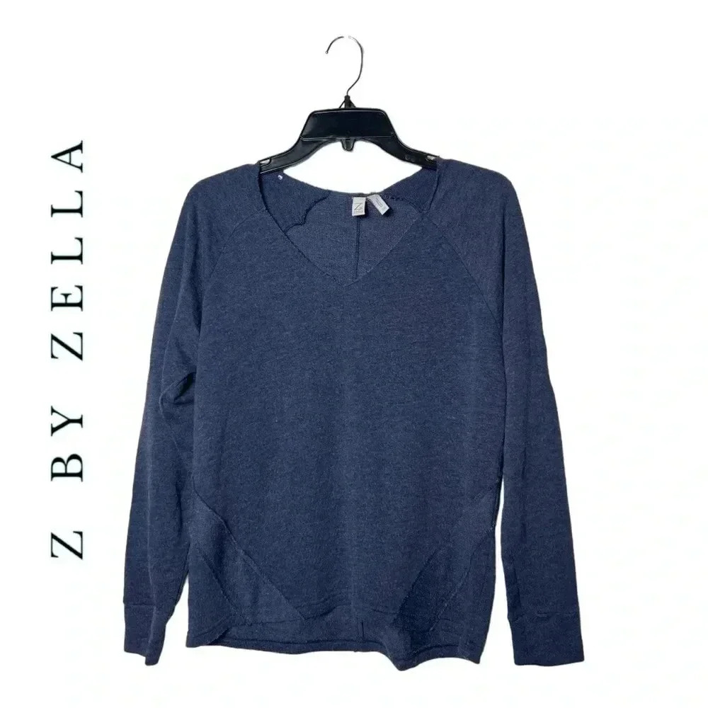 1594. Z BY ZELLA LONG SLEEVE SWEATER BLUE IN‎ COLOR SIZE XSMALL MIX TEXTURE
